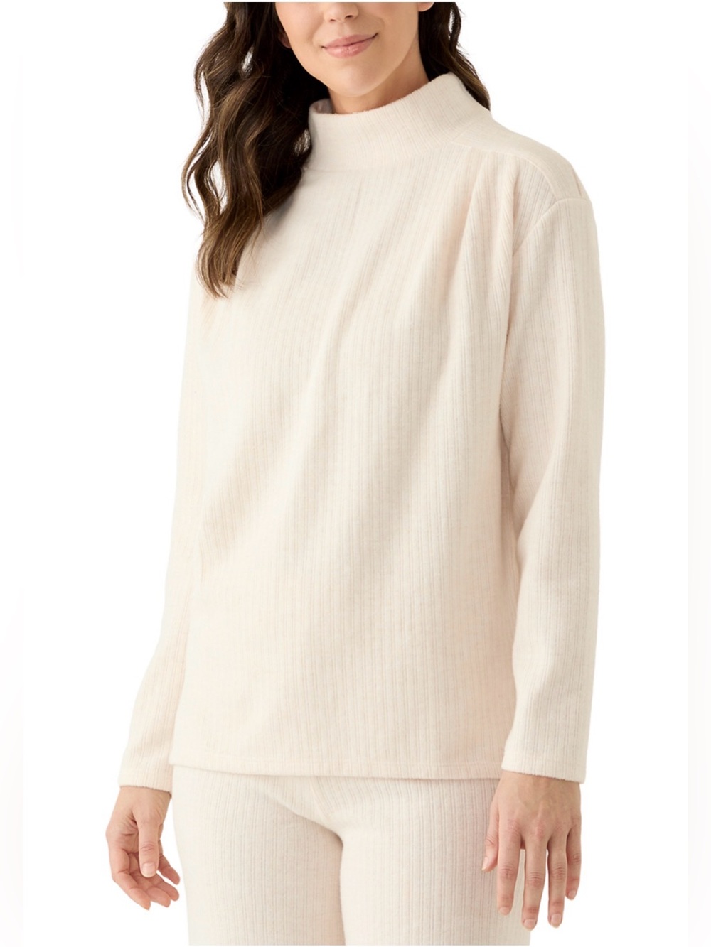 PHILOSOPHY By REPUBLIC Women’s Long Sleeve Side Ruched Brushed Ribbed Top.